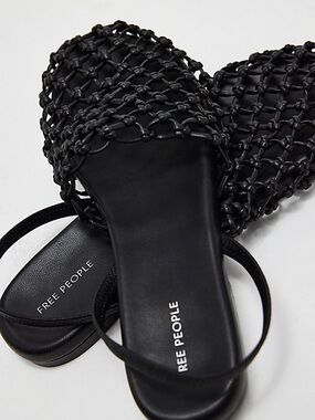 Free People Black Knotted Mesh Mule Sandals